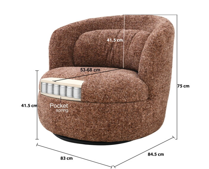 Draaifauteuil Britt Bordeaux