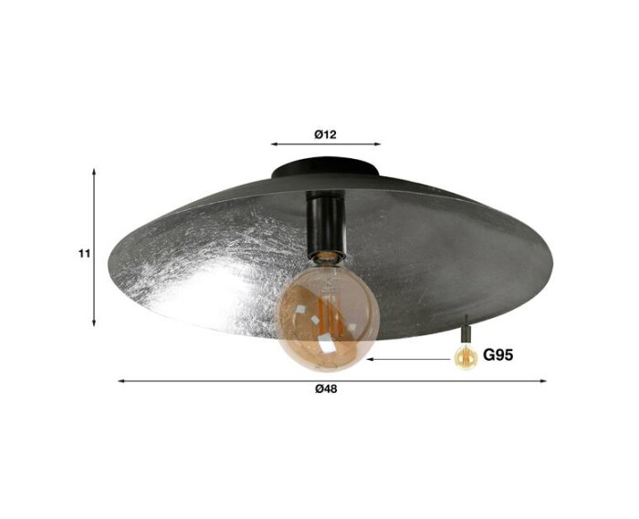 Plafondlamp shield Ø50 - Zwart nikkel