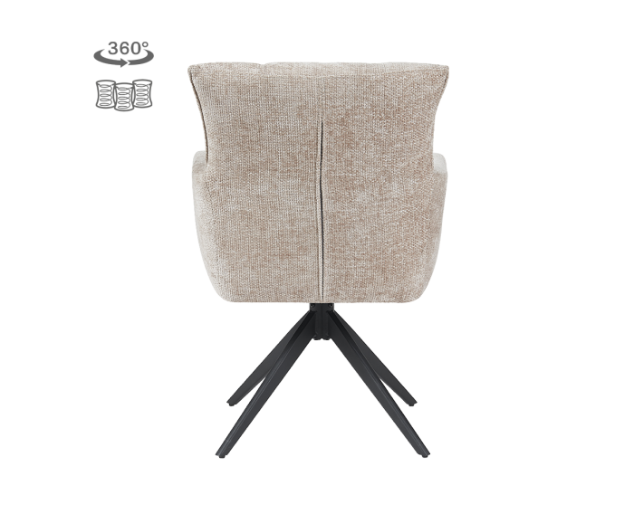 Eetkamerstoel Bardi met armleuning draaibaar - Stof Haga 30 Beige