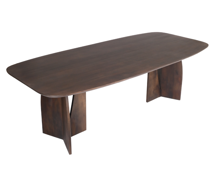 Eettafel Nina Deens ovaal mangohout 220x110 cm - walnoot - Japandi stijl