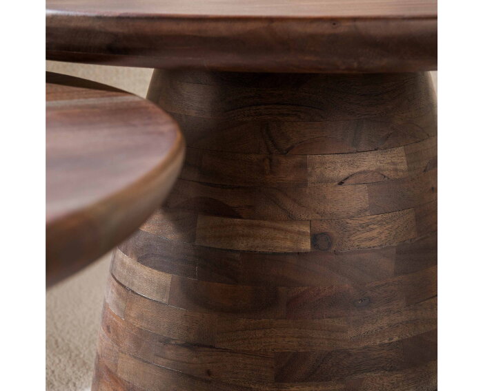 Salontafel Mova rond set/2 - Massief acacia bruin