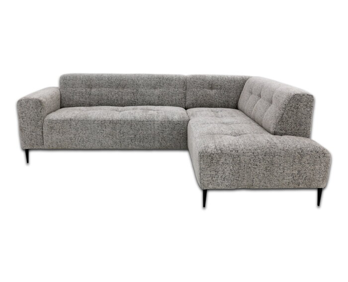 Hoekbank Viano rechts stof Bella 55 Taupe Grijs gem&ecirc;leerd -  255x200x84 cm - modern