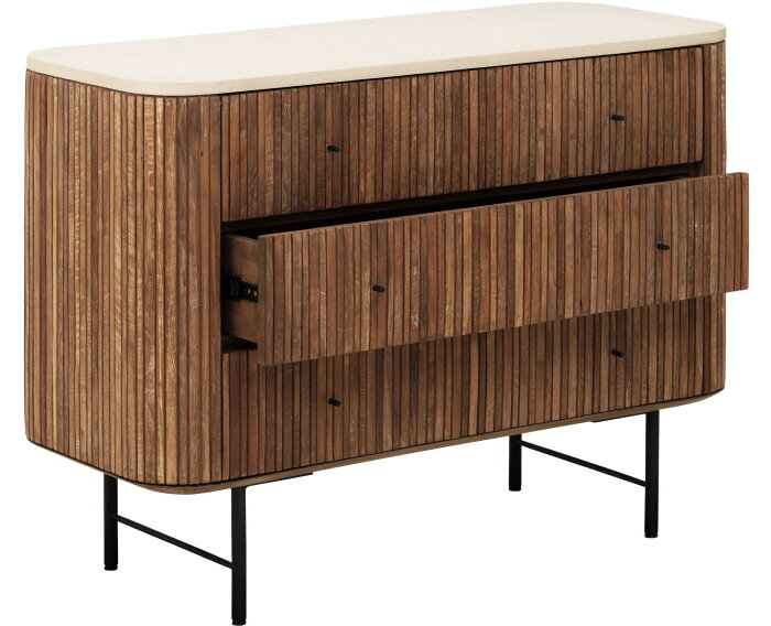 DTP home Lagoon dressoir teakhout en Mortex naturel / beige - 110 x 45 x 80 cm