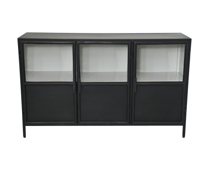 Dressoir Bronx - 140x40x85 - Zwart/grijs - Metaal