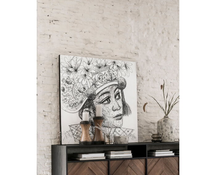 Wall Art Balinese girl Kadek,100x100 cm, Painting on canvas