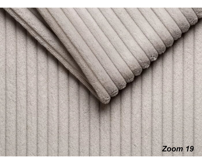 Hoekbank Livaro Beige - Zoom 19 Ribstof &ndash; Ottomane rechts &ndash; 261x204 cm