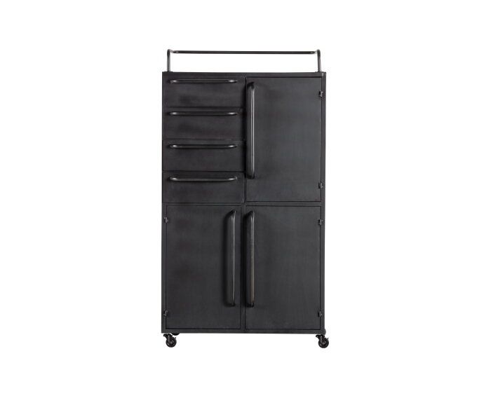 Black Beauty Kast Op Wielen Metaal Zwart - BePureHome