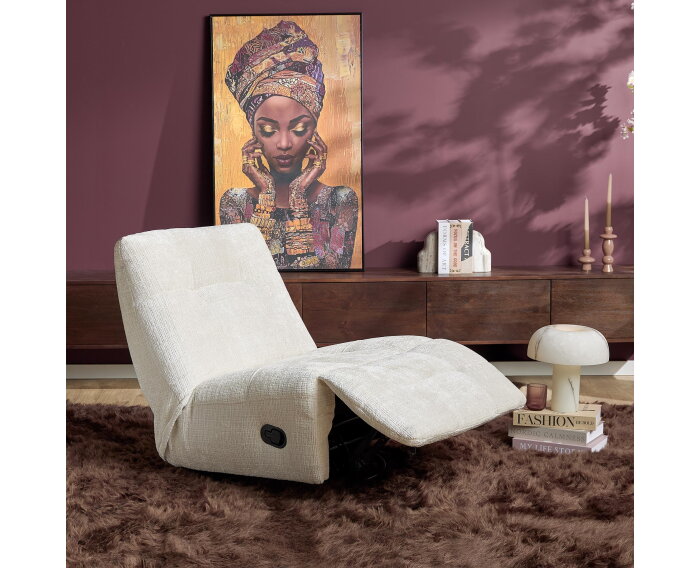 Relaxfauteuil Chill - Draaibaar & Verstelbaar - Cremona stof - Off White - 78&times;97&times;90 cm - Starfurn