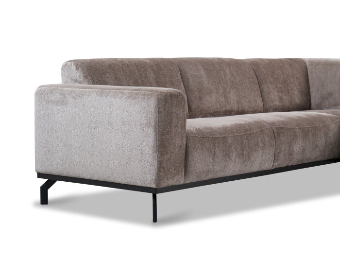 Hoekbank Avani met ottomane rechts - Taupe &ndash; 256x188x77 cm &ndash; Modern