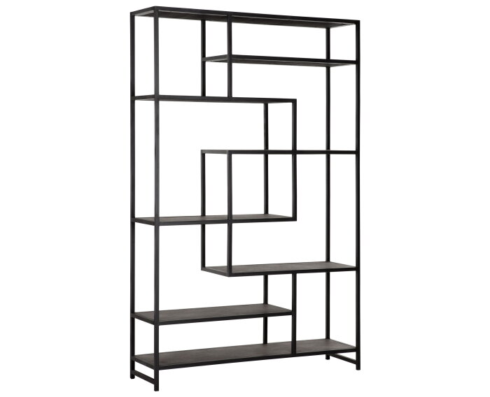 MUST Living boekenkast Harmony metaal en carlitto leer 190x120x35 cm