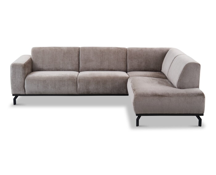 Hoekbank Avani met ottomane rechts - Taupe &ndash; 256x188x77 cm &ndash; Modern