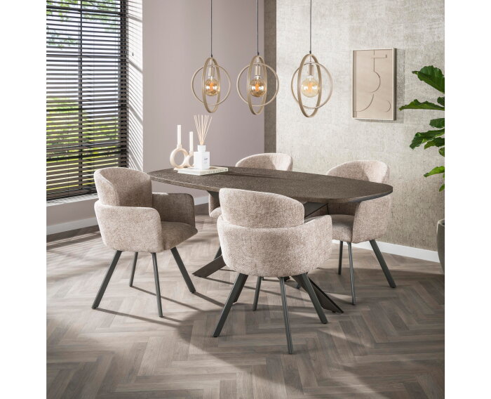 Eettafel 180 Bronvik deens ovaal - Bronze liquid metal