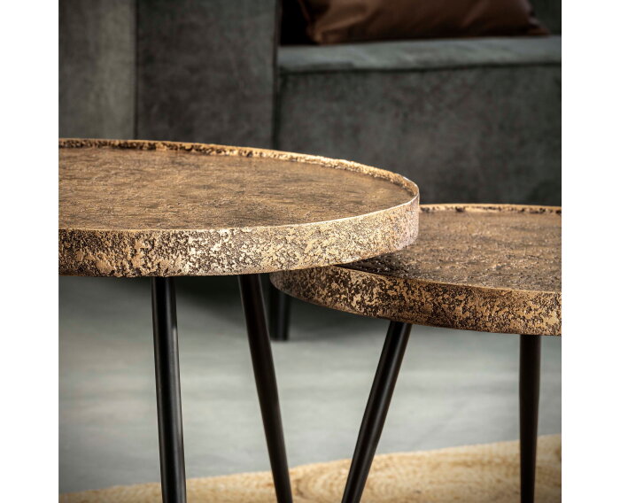 Salontafel Vera Set van 2 Metallic - Brons antiek