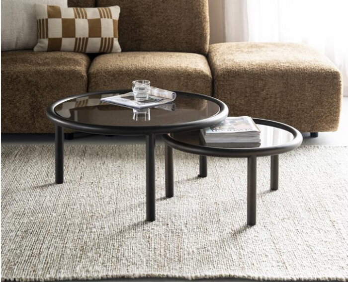Salontafel set Circo 80x80cm - bruin | Eleonora