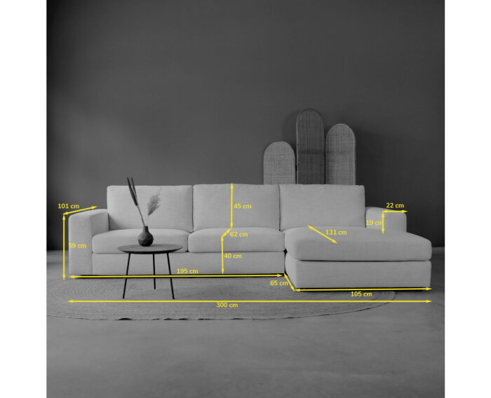 UNO met chaise longue rechts - Lincoln 83N