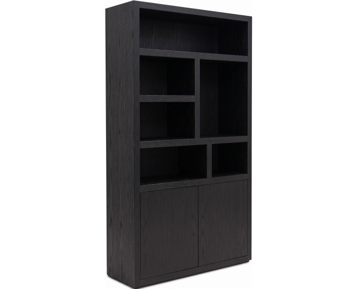 Vakkenkast Tampere eikenfineer 2 deuren 120x42x220 cm - Intense zwart
