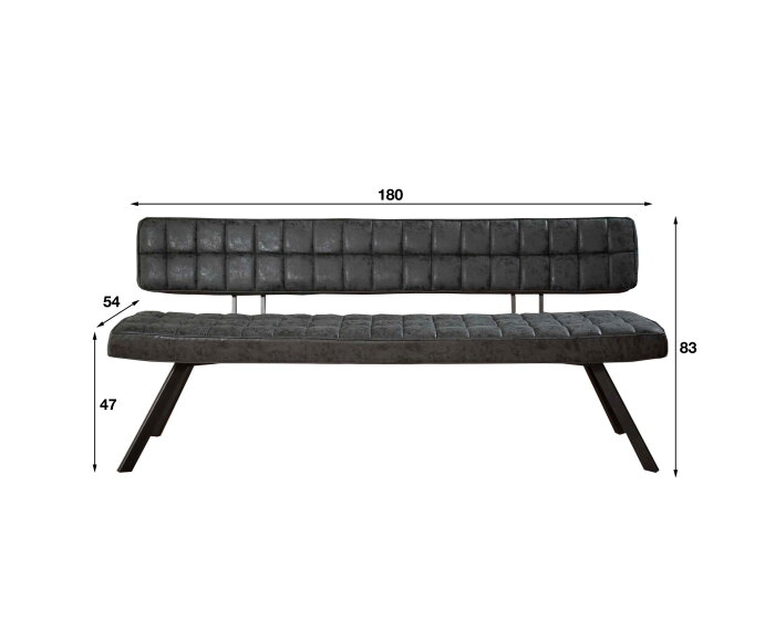 Eetkamerbank Steve 180 cm - zwart