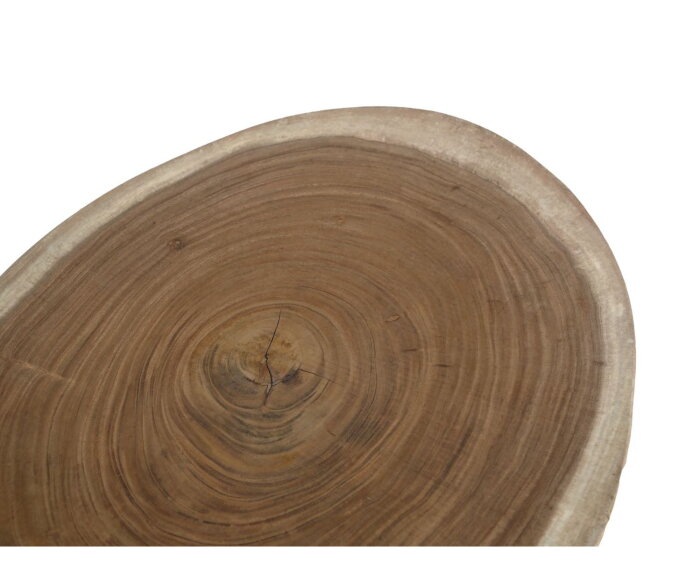 Ovale bijzetteafel - 120x80x28 - Naturel/zwart - Munggur/metaal