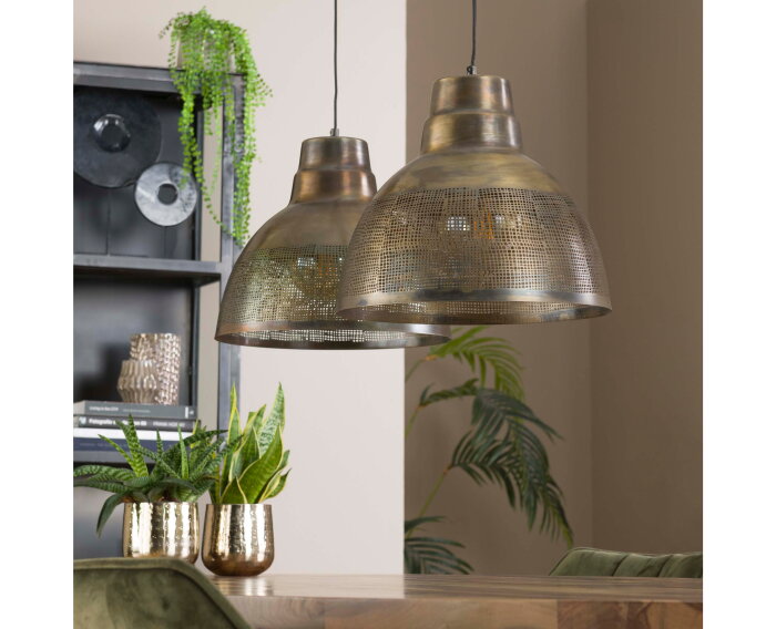 Hanglamp &Oslash;38 screen 2 lampen - Brons antiek