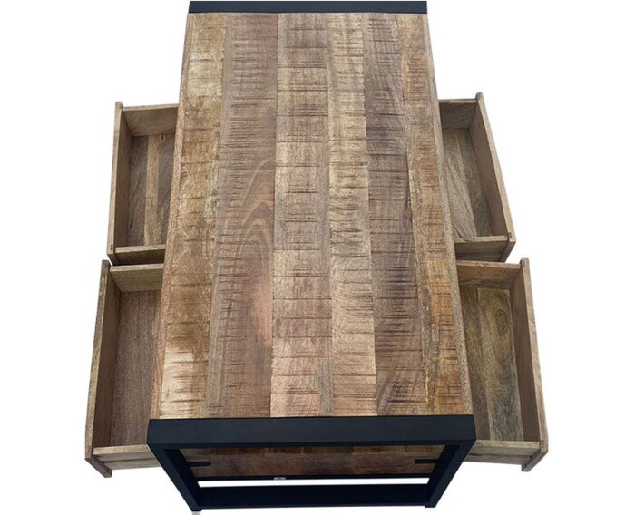 Salontafel Britt met 4 Laden mangohout 120x60x45 cm