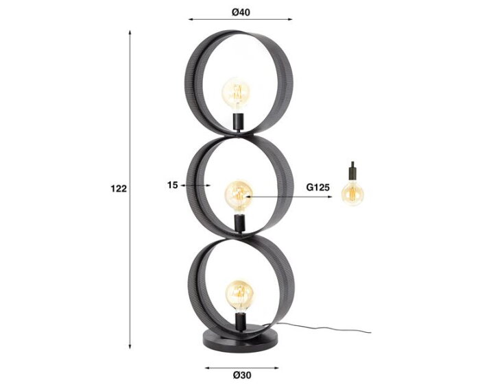 Vloerlamp 3L ring geperforeerd - Charcoal