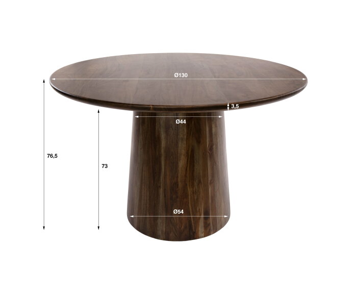 Eettafel Central rond &Oslash;130 - Massief acacia bruin