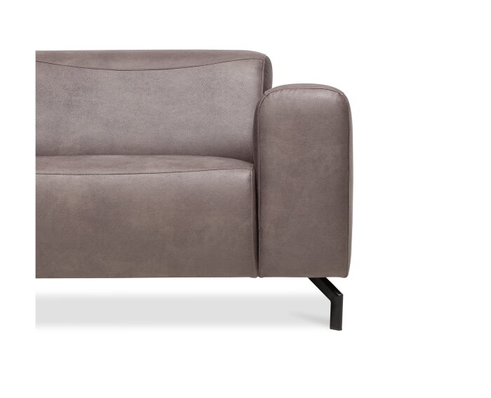 Hoekbank Bravino antraciet - kentucky 01 lederlook &ndash; Ottomane links &ndash; 275x210 cm