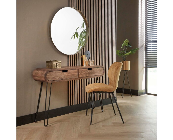 Kaptafel Barrel 120 cm mangohout - zandkleur