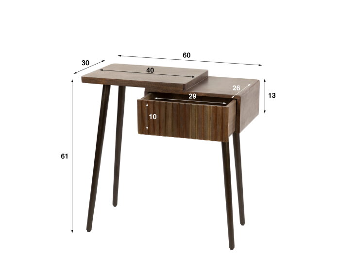 Nachtkastje links Carve - Massief acacia drift brown