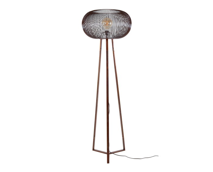 Vloerlamp 3-poot copper twist - Zwart nikkel