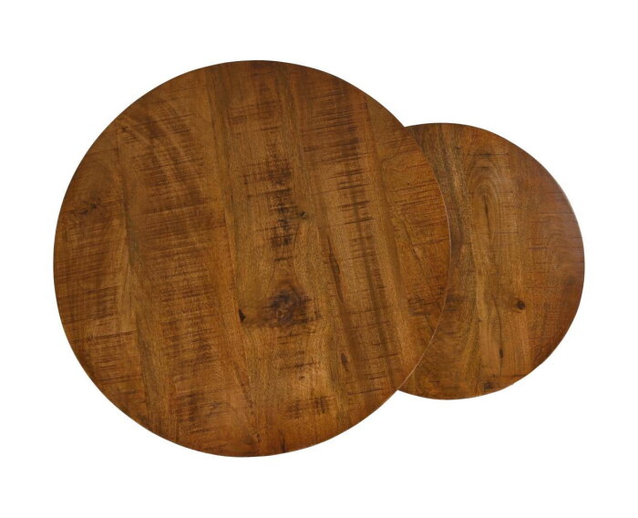 HSM Collection-Ronde Bijzettafel Ronin S/2-ø70x46 / ø55x40-Bruin/Zwart-Mango/Metaal