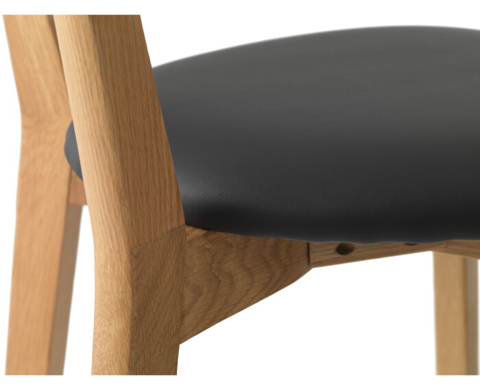 Barstoel Pero eiken zwart Pu-leer