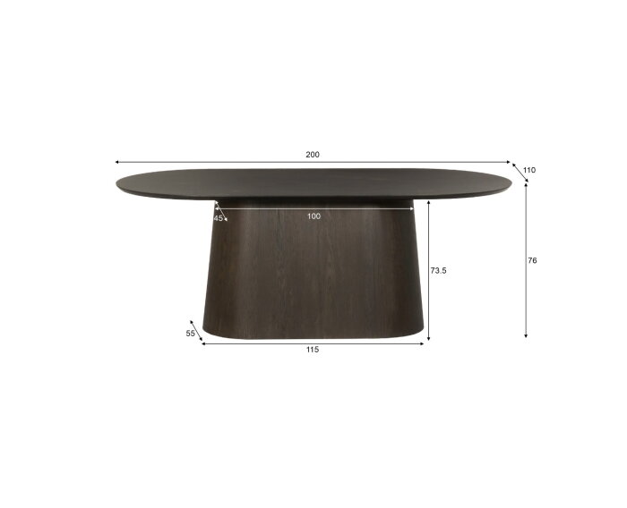 Eettafel Novero ovaal eiken 200x110 cm - Espresso