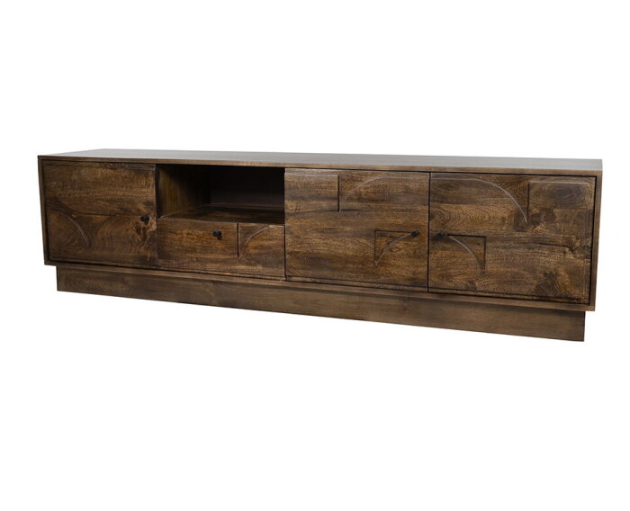 TV dressoir 190 met 3 deuren, 1 lade en 1 open vak, Dark Walnut - Kaapstad Collection