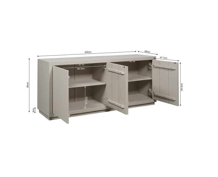 Dressoir Brussel Sand 4 deurs | 200 cm