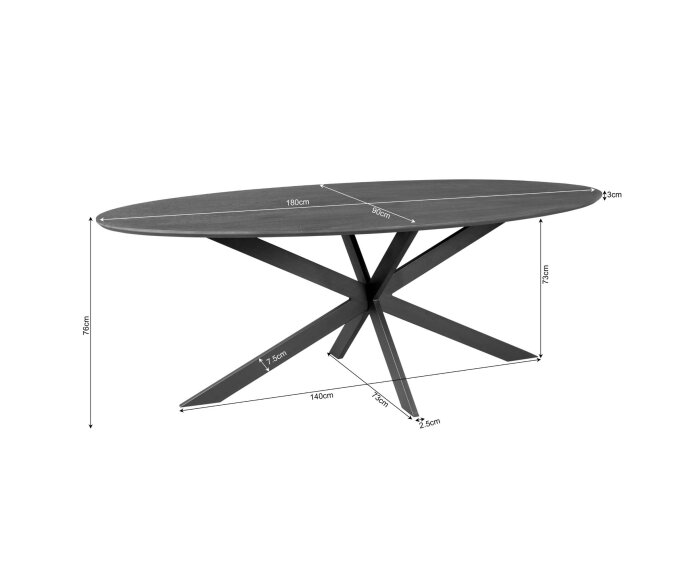 Eiken eettafel Ferris | Ovaal 180 cm | Naturel