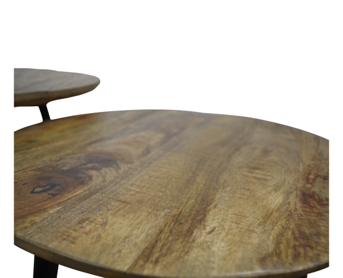 Salontafel Milo set van 3 rond mangohout - Naturel