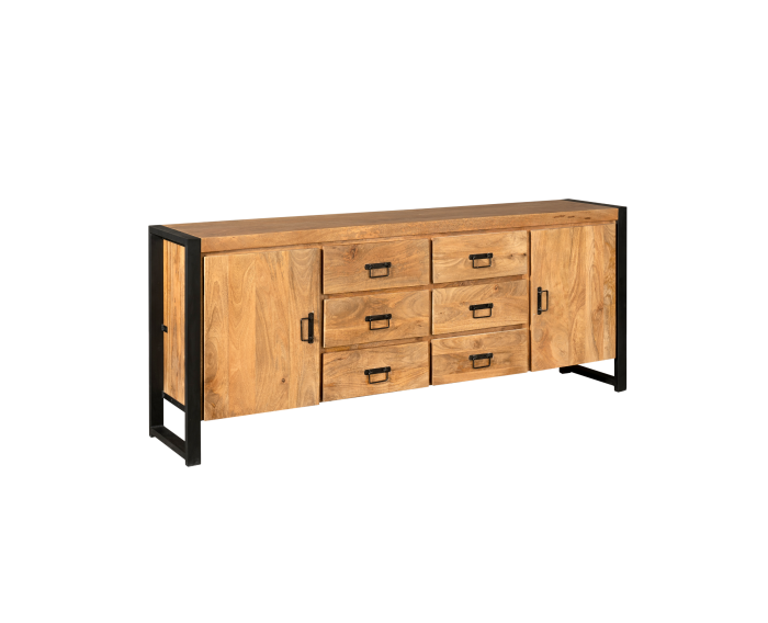 Dressoir Boaz 200 cm mango metaal - Naturel | Meubelplaats