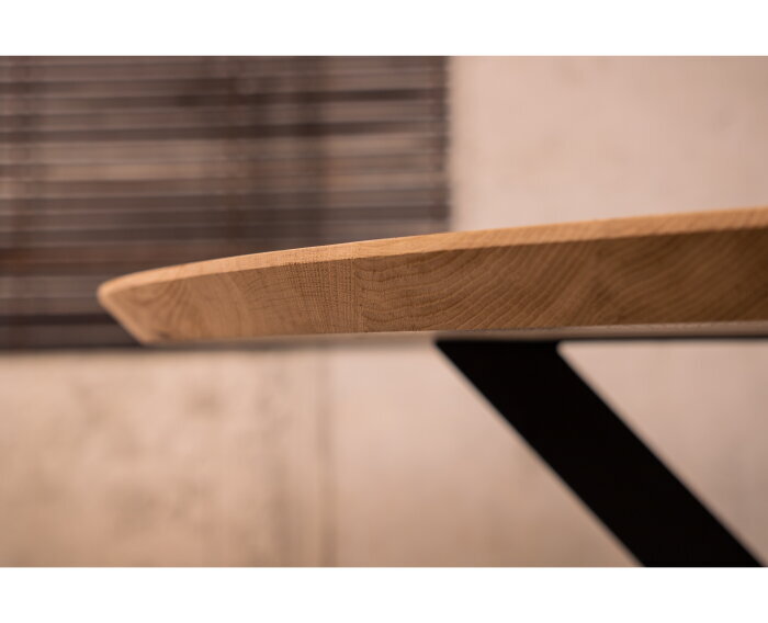 Tafelblad Eikenhout Ovaal verjongde rand| Onbehandeld-280x120 cm