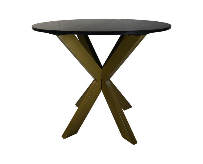 Eettafel rond marmer - ø90x76 - Zwart/goud - Marmer/metaal