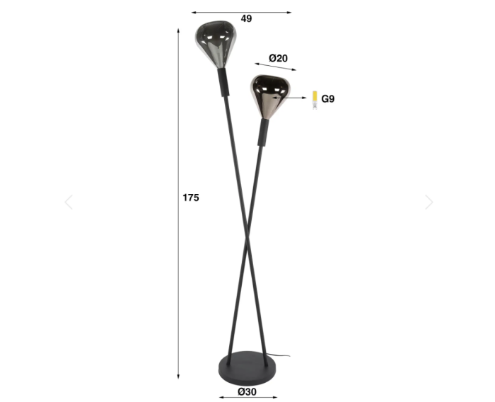 Vloerlamp 2L Wings - Zwart