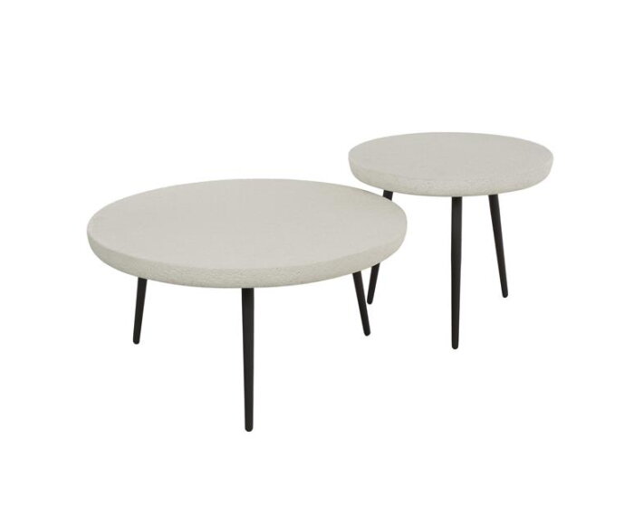 Salontafel set/2 flat round stone - Marmer composiet