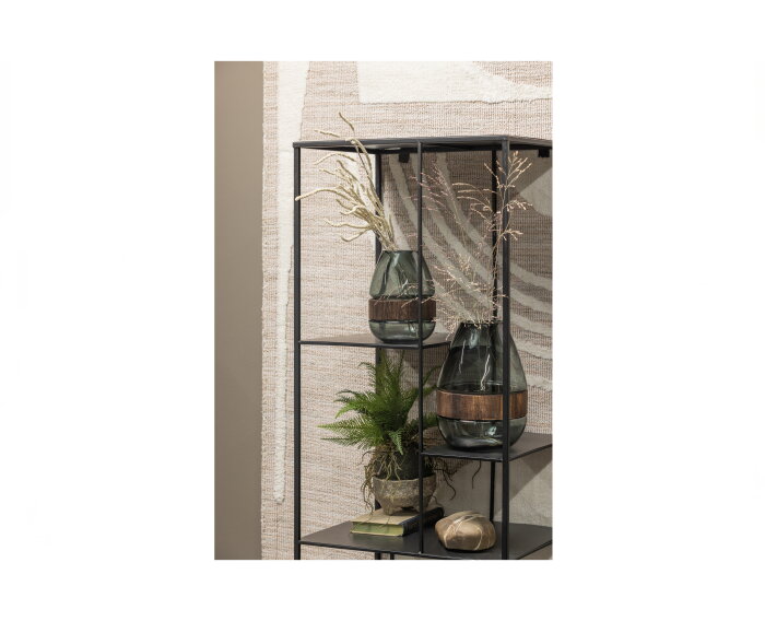 Dave Vaas Glas/hout Blauw/groen 19x15cm - WOOOD Exclusive