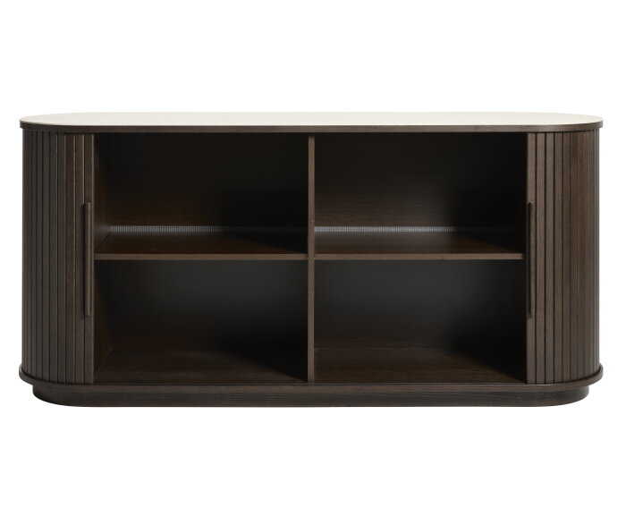 Dressoir Enna 165 cm - dark espresso eiken - travertin keramiek