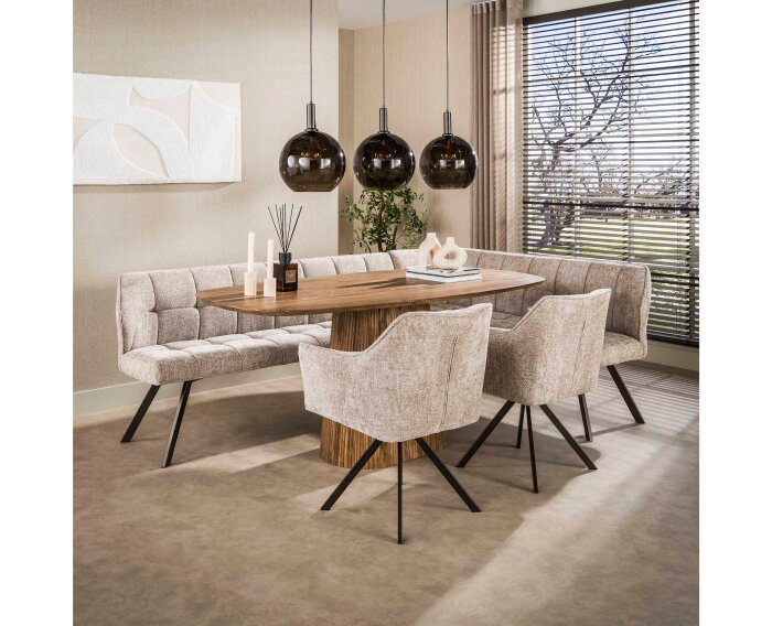 Hoekbank Raster R - Hoven zand - brons