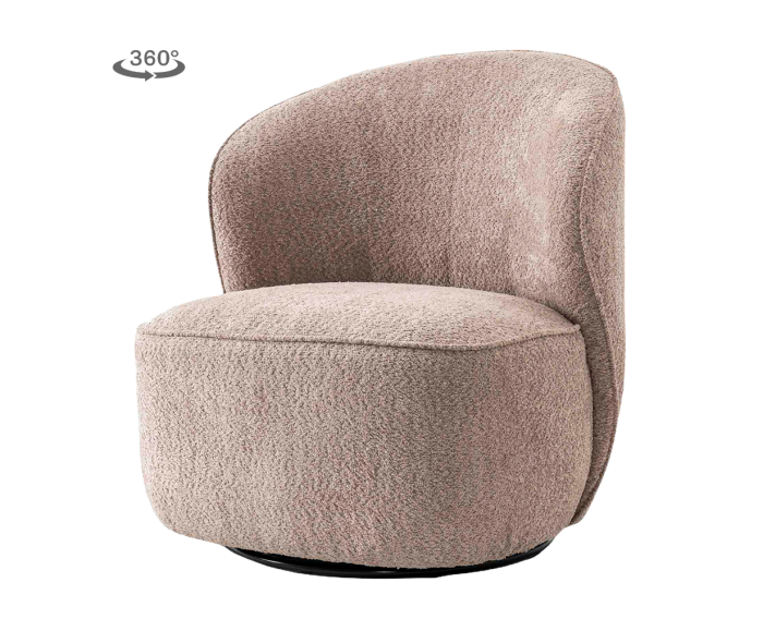 Belvi Fauteuil - fabric AJ3019-13 Old pink (draaibaar)