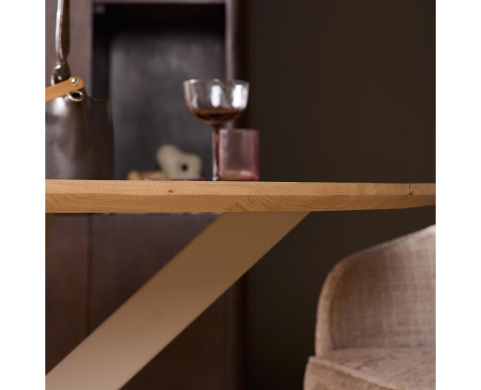 Eiken eettafel Ferris rond &Oslash;110x76 cm &ndash; Massief Europees eiken - Sand spinpoot - Naturel