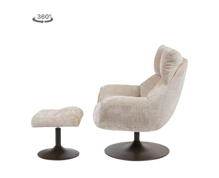 Force coffeechair 360&deg; + footstool - Cremona 14 beige