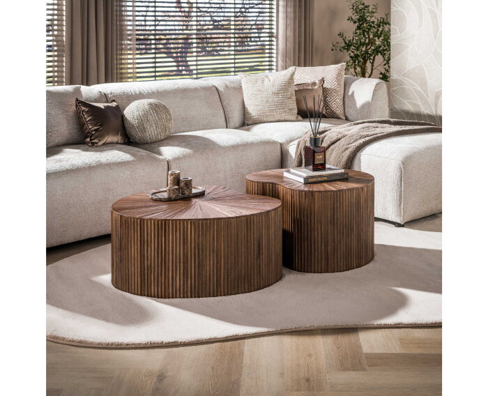Salontafel Maya Teak niervormig set/2 - Massief teak espresso