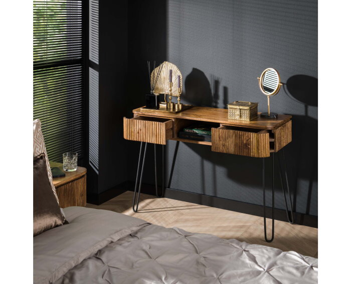 Kaptafel wave 110cm mangohout - zandkleur | Meubelplaats
